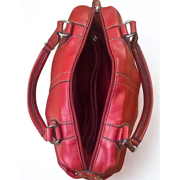 Relic Red Leather Satchel Handbag with Adjustable Shoulder Strap - Picture 3 of 8